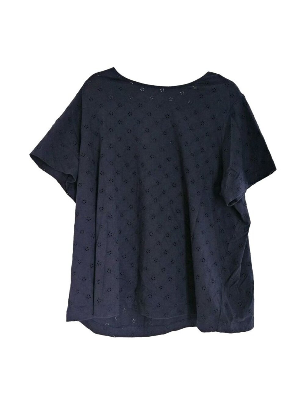 Draper James Blue Short Sleeve Eyelet Top Womens 2X
